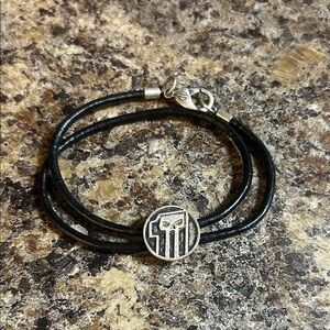 Harley Davidson Black Leather Bracelet with Silver Emblem Adjustable